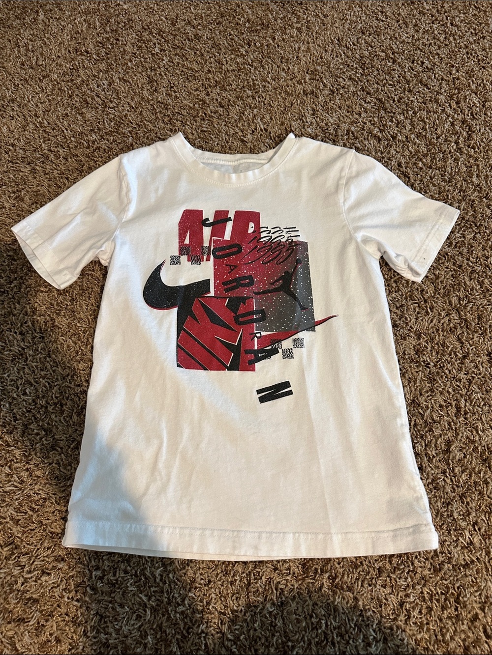 Nike White Short-Sleeve Tee with Red & Black Graphic